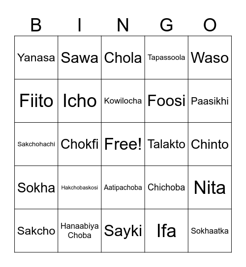 Language BINGO Card