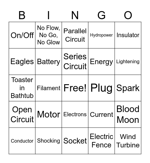 Electric Bingo Card