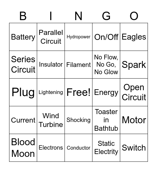 Electric Bingo Card
