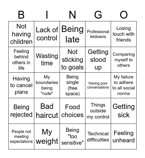 Disappointment about... Bingo Card