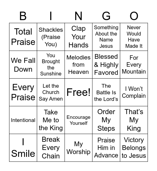 Gospel Bingo Card