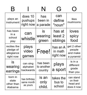 Wyldlife Bingo Card