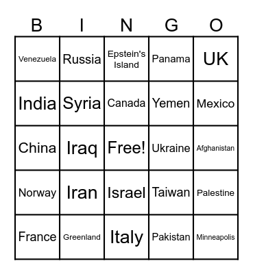 Targets Bingo Card