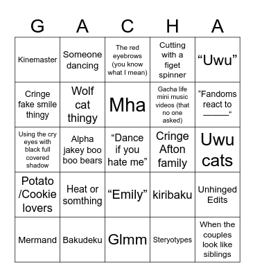 Gacha Bingo Card