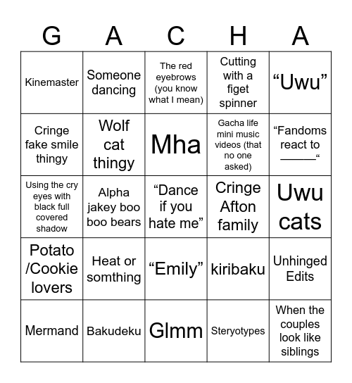 Gacha Bingo Card