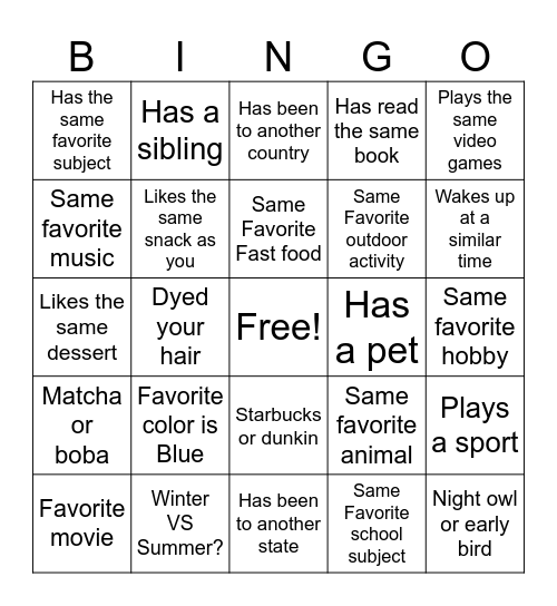 Untitled Bingo Card