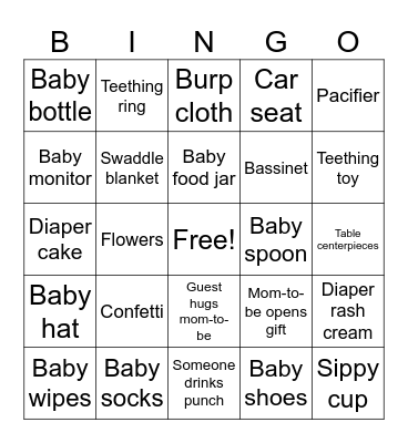 Baby Bingo Card