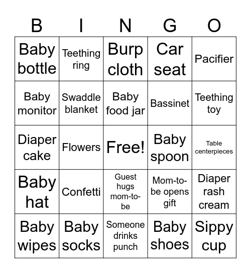 Baby Bingo Card