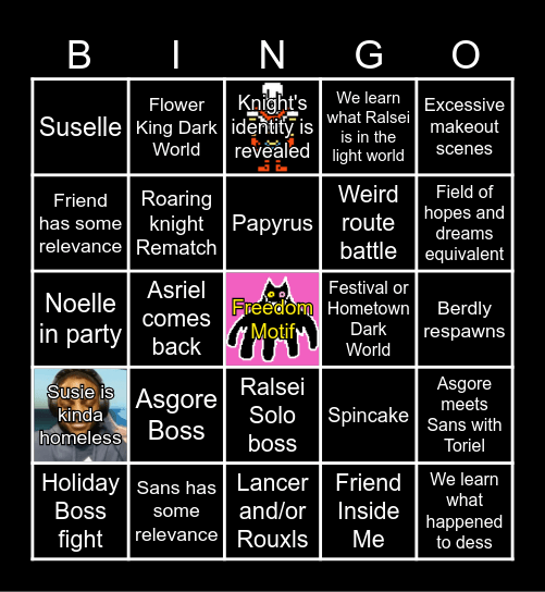 Deltarune Chapter 5 Bingo Card