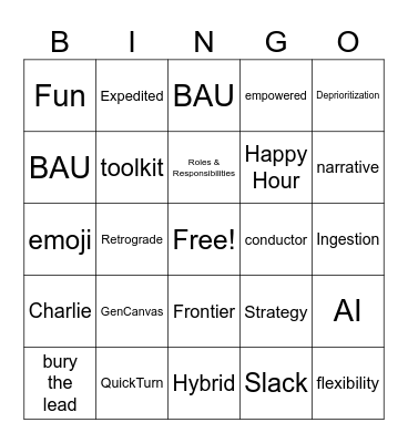 Ways of Working Bingo Card