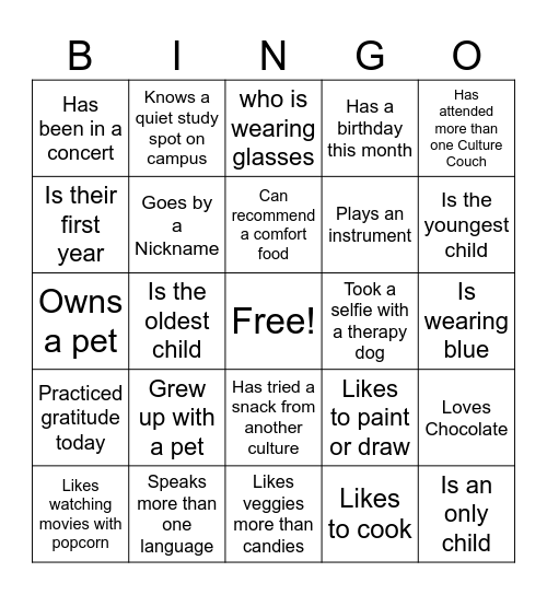 Mingle Bingo! Find a person who... Bingo Card