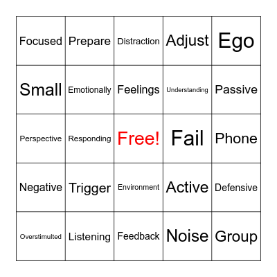 Listening Pitfalls... Bingo Card
