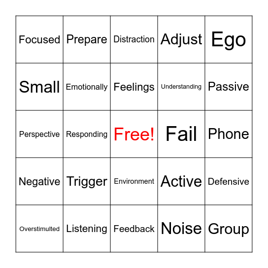 Listening Pitfalls... Bingo Card