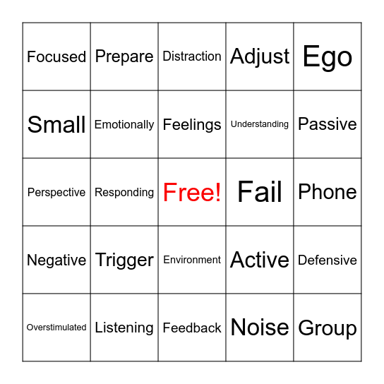 Listening Pitfalls... Bingo Card