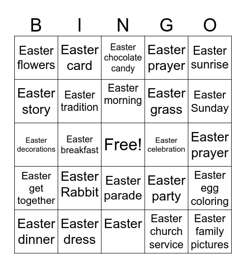 EASTER Bingo Card