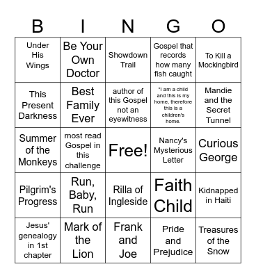 Book Titles ETC Bingo Card