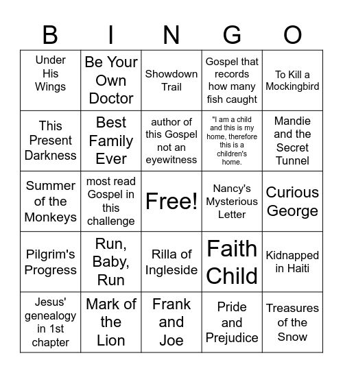Book Titles ETC Bingo Card