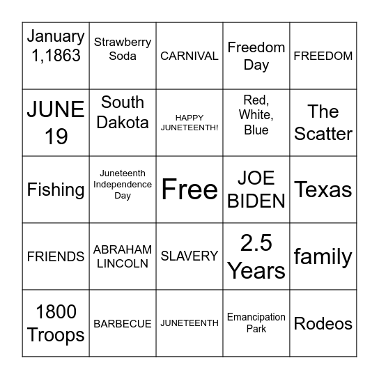 JUNETEENTH BINGO Card