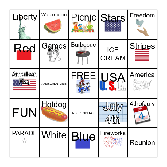 4TH OF JULY Bingo Card