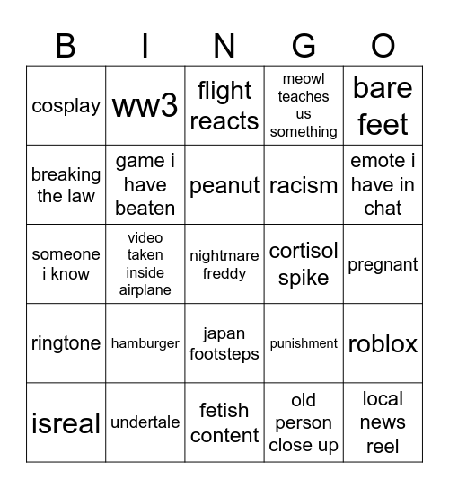 reels bingo Card