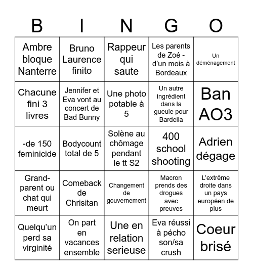 2026 Bingo Card