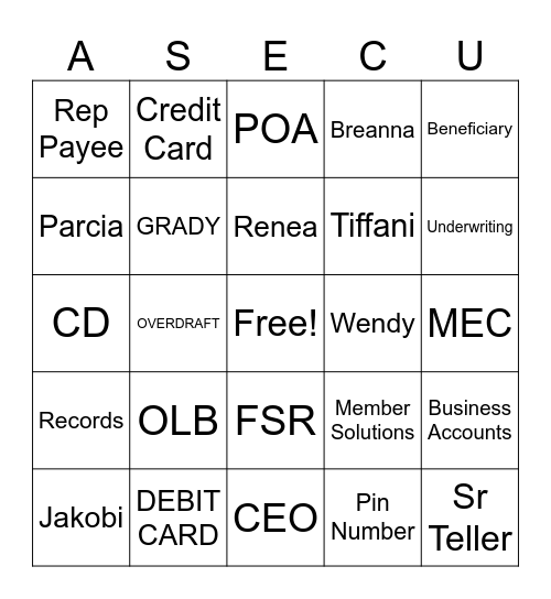 ASE BINGO Card