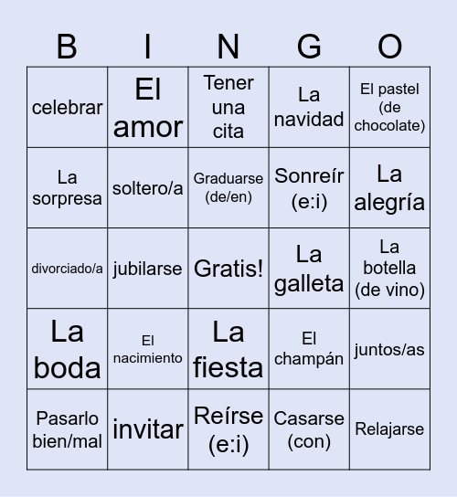 Las Fiestas Bingo Card