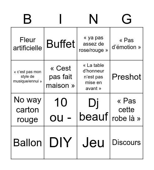 Rose rouge Bingo Card