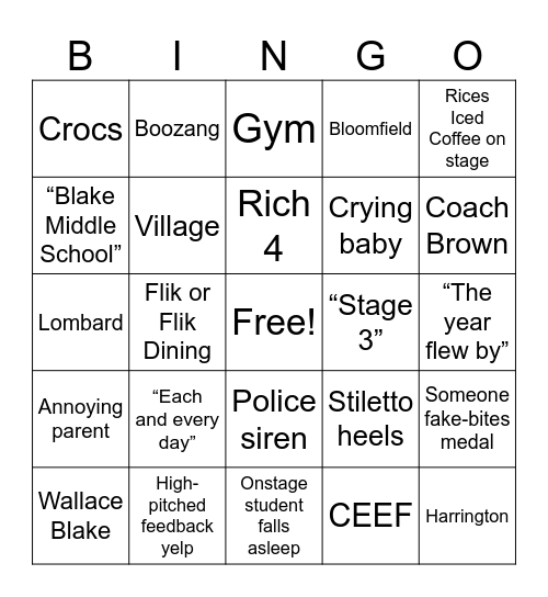 Titan Graduation Bingo Sheet Bingo Card