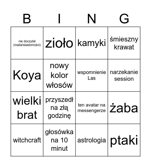 Finn Bingo Card