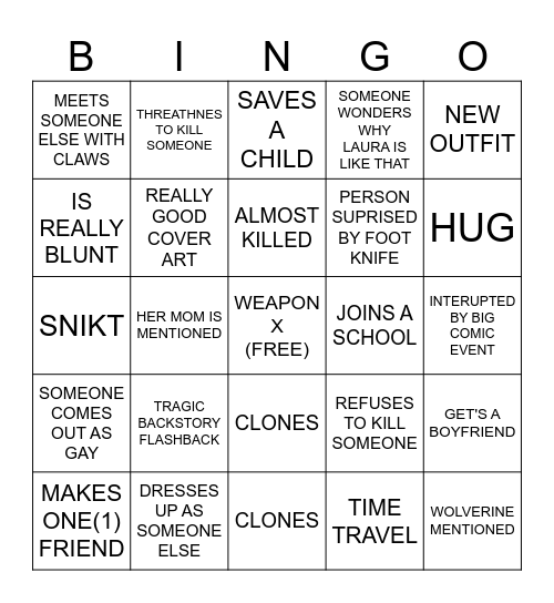 X-23 BINGO Card