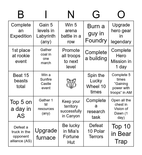 Fenrir’s Grid March Bingo Card