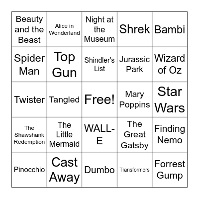 Movie Bingo! Bingo Card