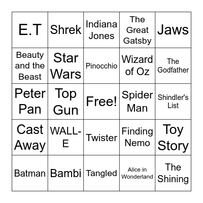 Movie Bingo! Bingo Card
