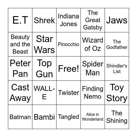 Movie Bingo! Bingo Card