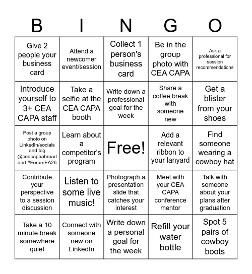 FORUM 2026 Bingo Card