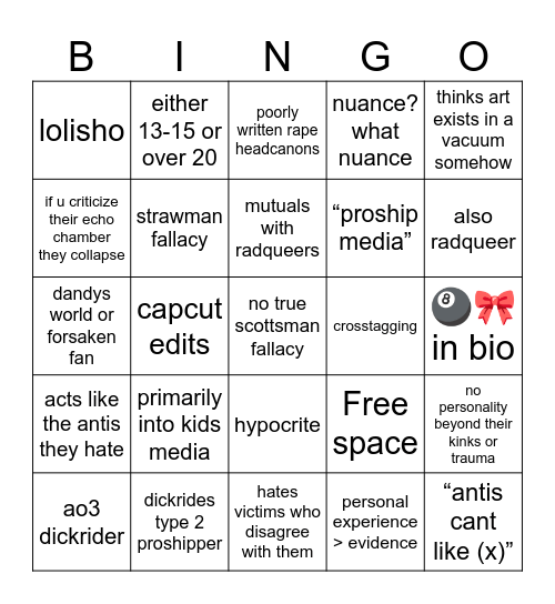 Proshipper (type 1) bingo Card
