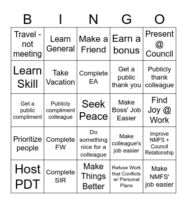 2026 Work BINGO Card