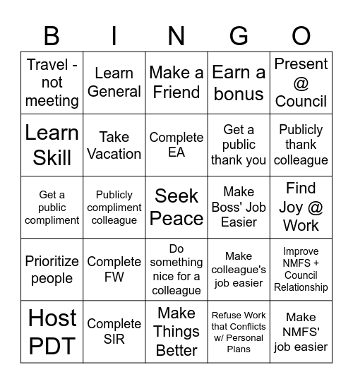 2026 Work BINGO Card
