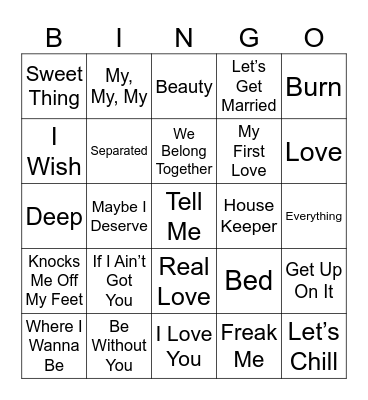 R&B Bingo Card