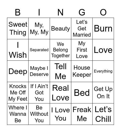 R&B Bingo Card