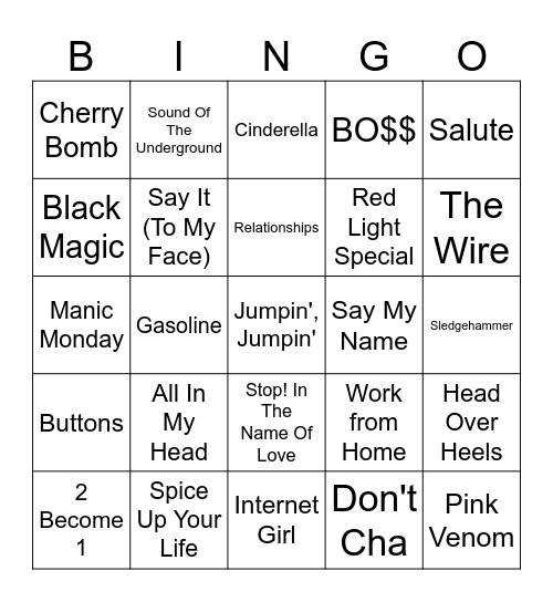 Girl Groups 2.0 Bingo Card