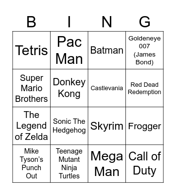 Radio Bingo Video Game Themes Bingo Card