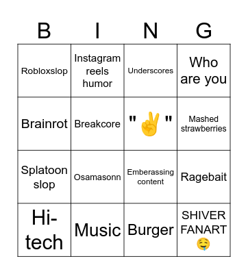 L8r tl bingo Card
