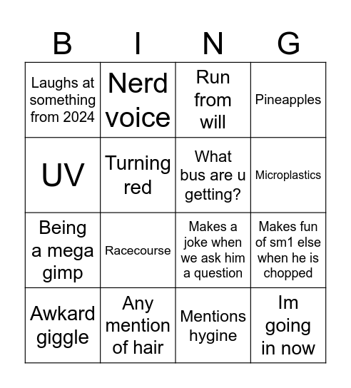 Harley jacobs Bingo Card