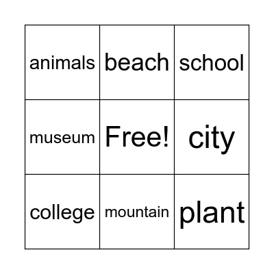 City & Nature Bingo Card