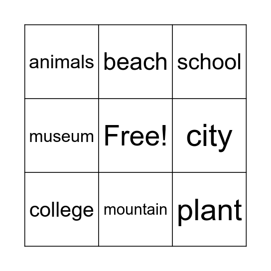 City & Nature Bingo Card