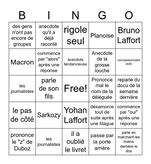 Bingo Petard Bingo Card
