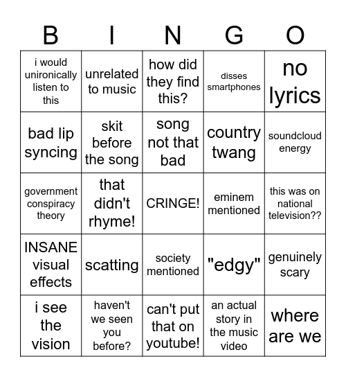 catatonic youths bingo Card