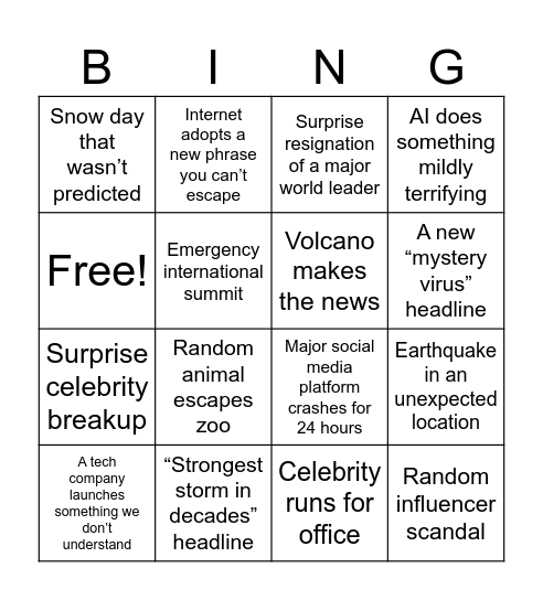 Can we make it through 2026??? Bingo Card